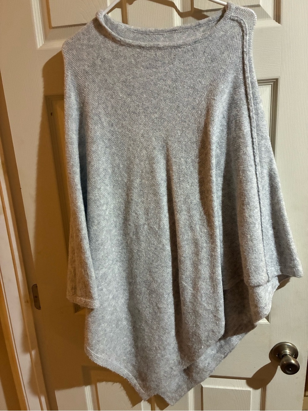 White House Black Market Light Gray Knit Poncho Sweater